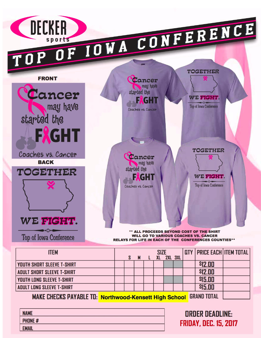 Coaches vs Cancer shirt and order form